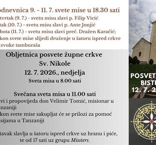Obljetnica posvete župne crkve sv. Nikole u Bistri